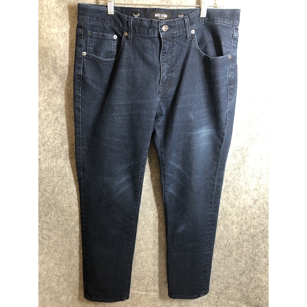 MBX Denim Jeans Mens 36x30 Blue Dark Wash Denim Stretch Straight Casual Classic